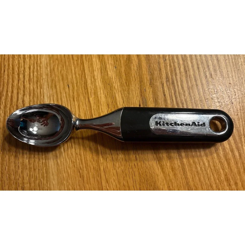 KitchenAid Gourmet Black and Silver Ice Cream Scoop Heavy Duty